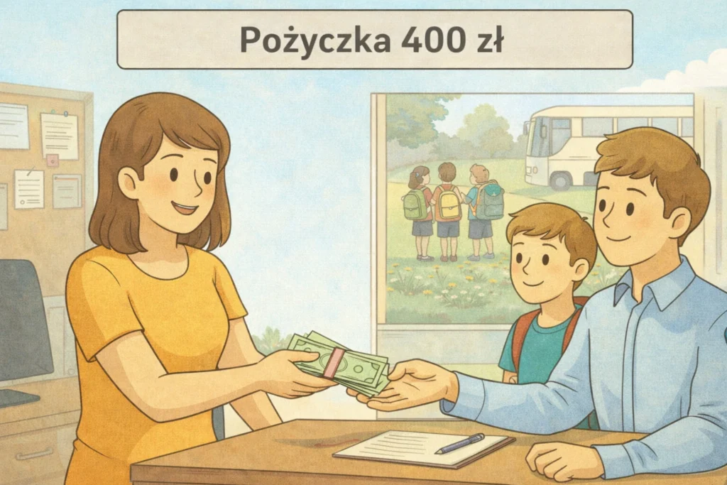 Mężczyzna opłaca szkolną wycieczkę dziecka dzięki pożyczce 400 zł