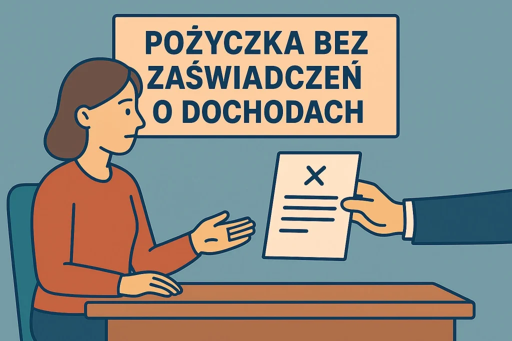 Kobieta wypełniająca wniosek online o pożyczkę bez zaświadczeń o dochodach w 2026 roku
