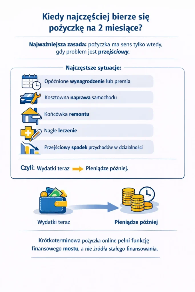  Grafika przedstawiająca kiedy sprawdza się pożyczka na 2 miesiące.