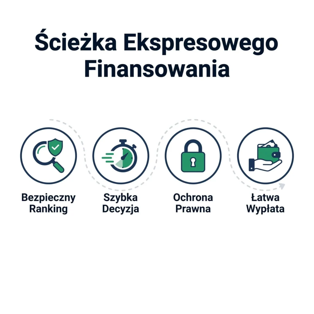 Infografika Ścieżka Ekspresowego Finansowania w Poznaniu – 4 kroki bezpiecznej pożyczki.