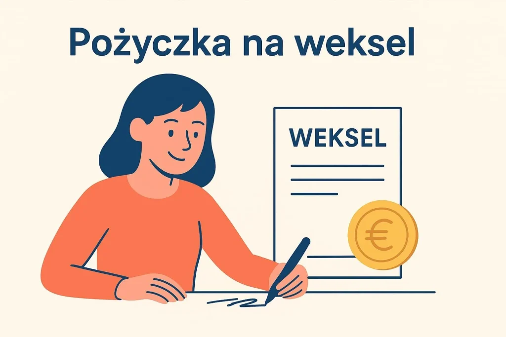 Pożyczka na weksel – ilustracja przedstawiająca podpisywanie umowy finansowej zabezpieczonej wekslem