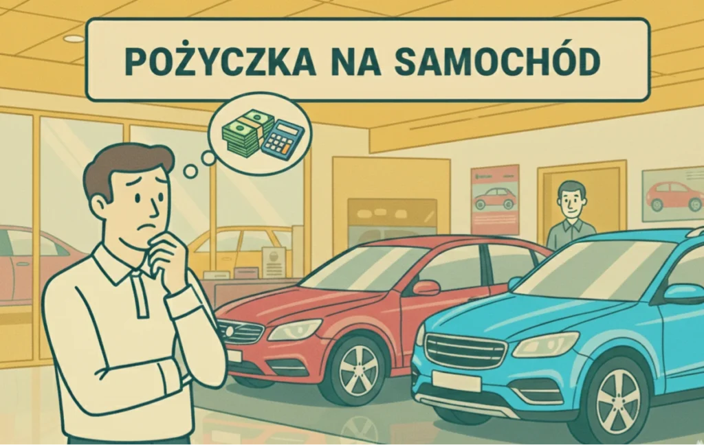 Ilustracja przedstawiająca zakup samochodu finansowany poprzez pożyczkę na samochód w 2026 roku.
